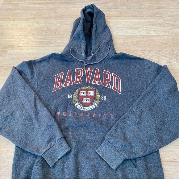 Jerzees Other - Vintage Harvard University Hoodie Men’s L Grey Jerzees Pullover Sweatshirt Y2K